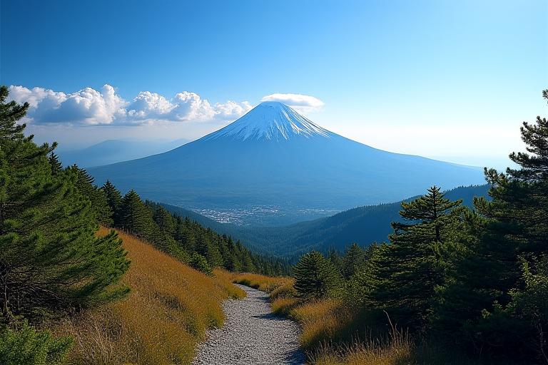 登山道から望む富士山