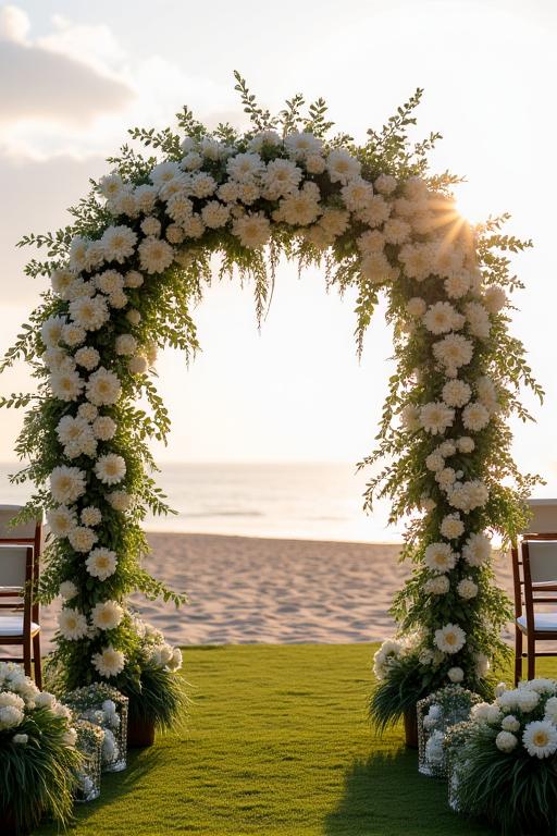 花で飾られた結婚式のアーチ